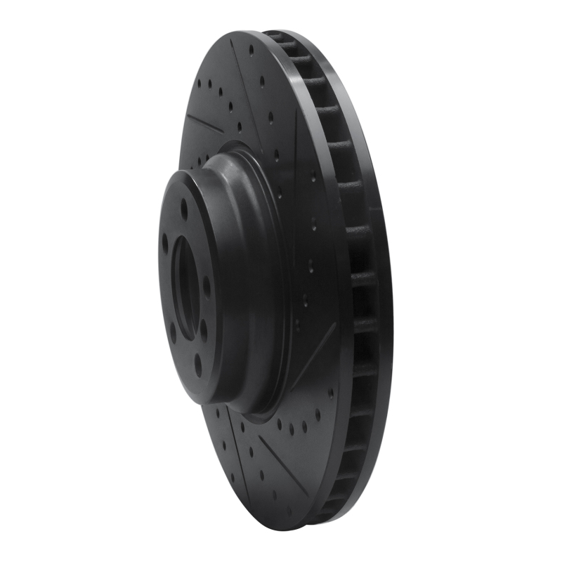 BMW ALPINA B7 Brake Rotor (1) - Front Right - R1 Concepts - Drilled & Slotted - Black - `07-`08